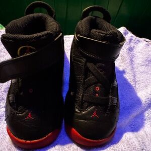 Jordan Kids Black and Red High-Top Sneakers
